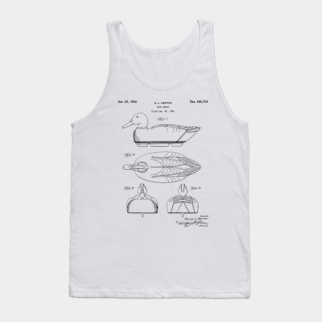 Duck Decoy Patent - Hunter Outdoorsman Art - White Tank Top by patentpress